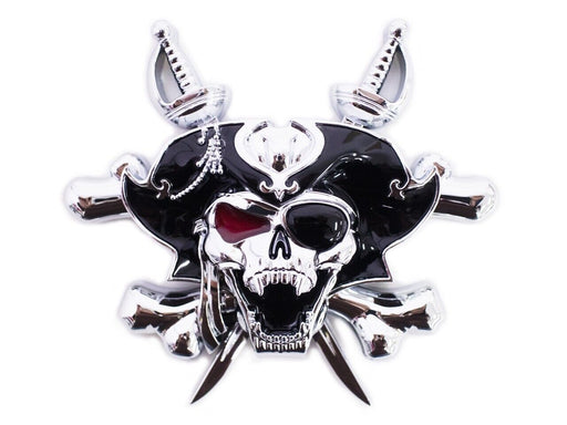 3D Pirate Corsair Decal for any Flat Surface - Chrome Car Decals Skull Emblem