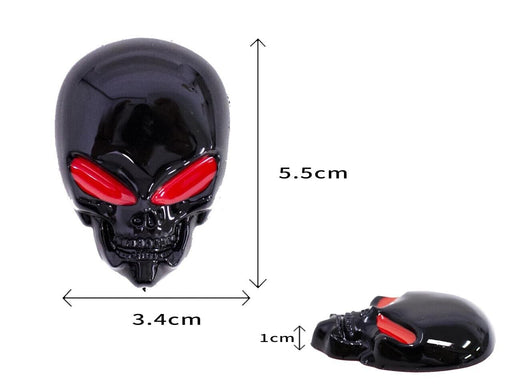 3D Skull Alien Decal for any Flat Surface - Black Red Car Decals Skull Emblem