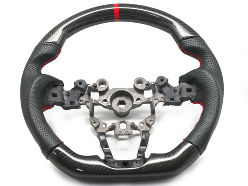 Carbon Steering Wheel Perforated Leather Red Stripe For Mazda MX-5 ND 2015-2024