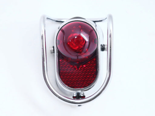 Bicycle Rear LED Tail Lights - Chrome Old School Vintage Classic Tour W/Battery