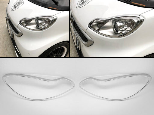 Chrome Head lights Lamps Surround Frame Rims Fits SMART Fortwo 451 07-14