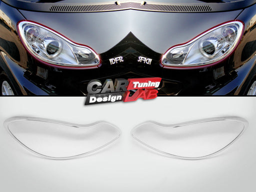 Chrome Head lights Lamps Surround Frame Rims Fits SMART Fortwo 451 07-14