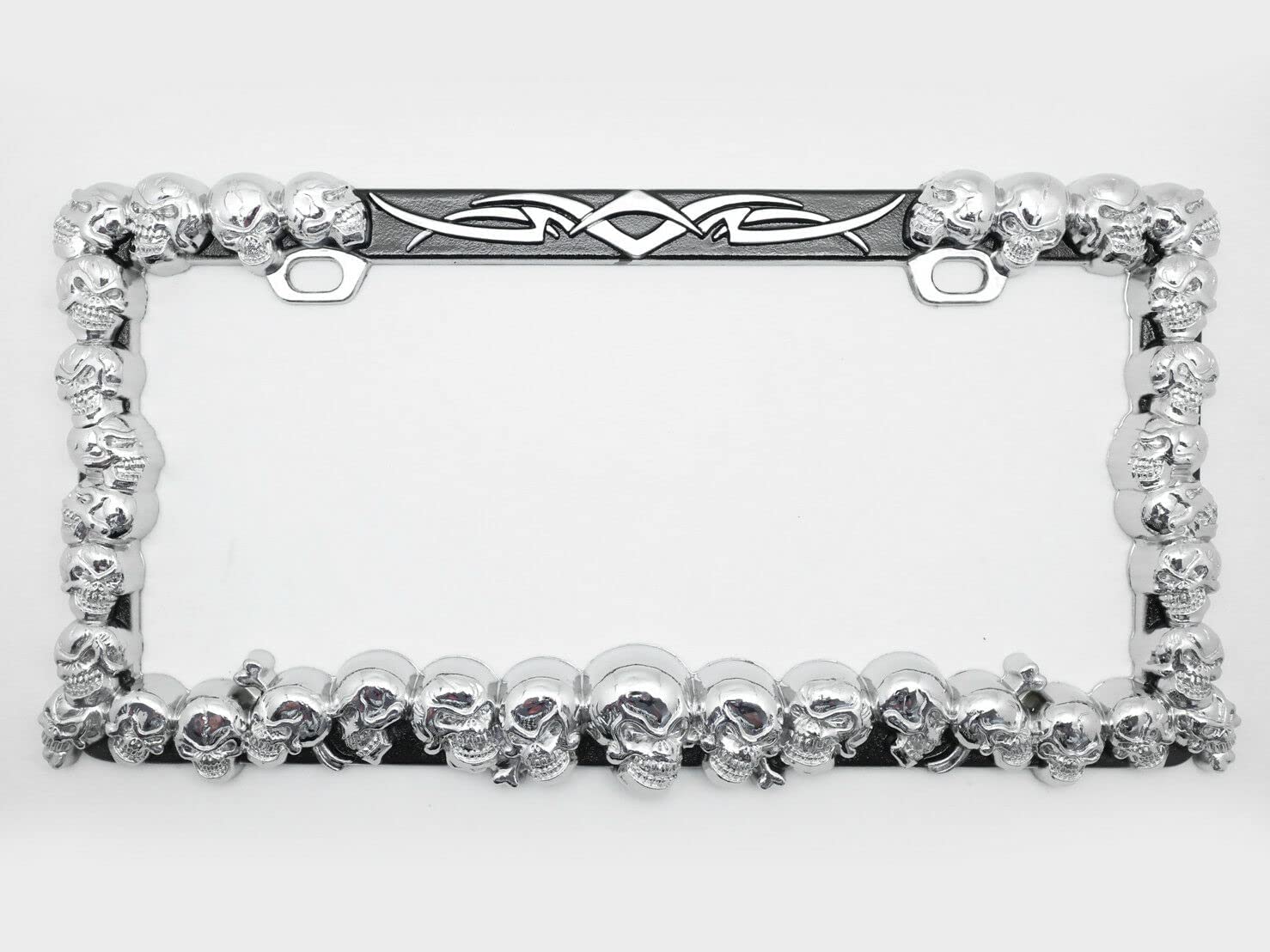 3D Custom Chrome Metal Aluminum Skull Grim Reaper Skeleton License Plate Frame