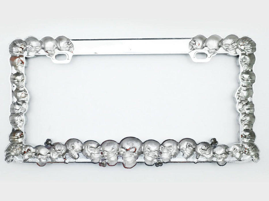 3D Custom Chrome Metal Aluminum Skull Grim Reaper Skeleton License Plate Frame