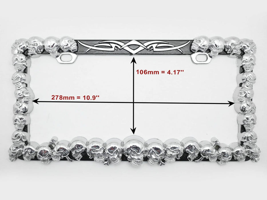 3D Custom Chrome Metal Aluminum Skull Grim Reaper Skeleton License Plate Frame