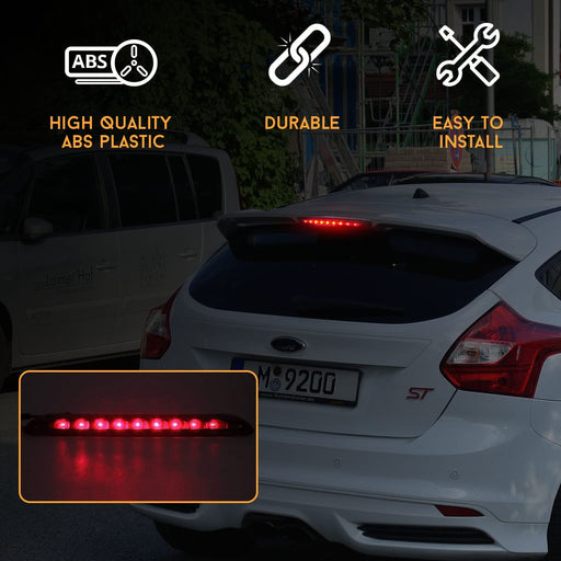 Smoke LED 3rd Third Stop Brake Light - High Mount Stop Light - Cargo Lamp Tail Light Waterproof Replacement for Ford Fiesta MK7 JA8 + Ford Focus MK3