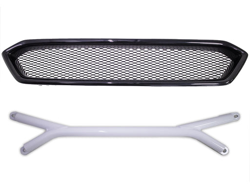 Front Mesh Grille Aluminum Front Brace Bar For 2018-2021 Subaru WRX STI White