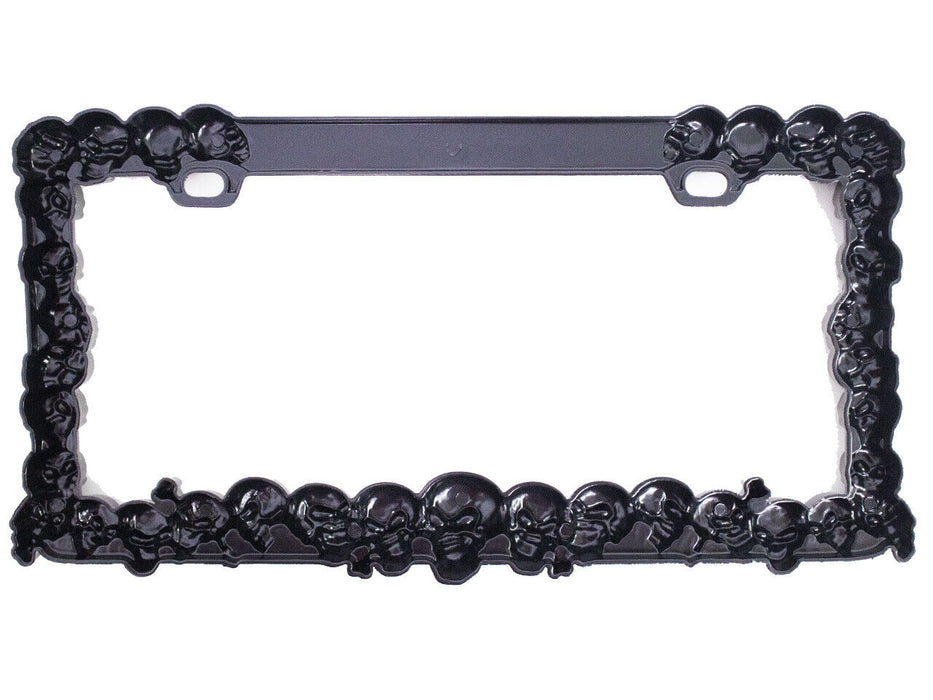 3D Custom Chrome Metal Aluminum Skull License Plate Frame USA Type Black