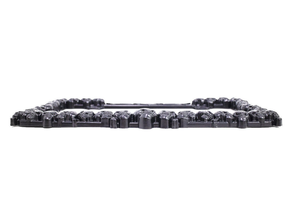 3D Custom Chrome Metal Aluminum Skull License Plate Frame USA Type Black