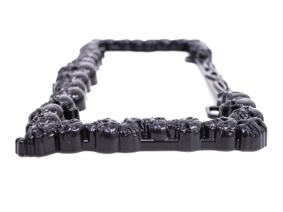 3D Custom Chrome Metal Aluminum Skull License Plate Frame USA Type Black