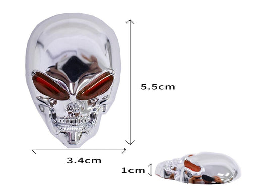 3D Skull Alien Decal for any Flat Surface - Chrome Red Car Decals Skull Emblem