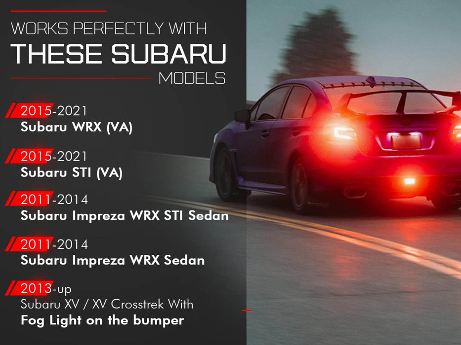 LED Rear Brake Light For 15-21 Subaru WRX STI XV W/DRL White Bar - Clear Lens F1