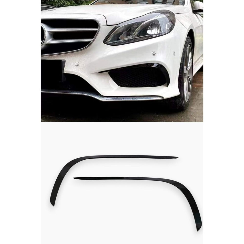 Front Bumper Canards Blades Gloss Black for Mercedes-Benz E-Class W212 (2014–2017)
