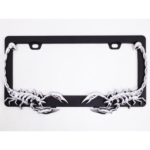 3D Chrome Scorpion License Plate Frame Black for Cars and Trucks