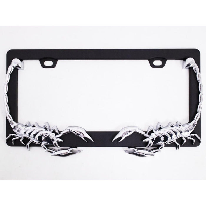 3D Chrome Scorpion License Plate Frame Black for Cars and Trucks