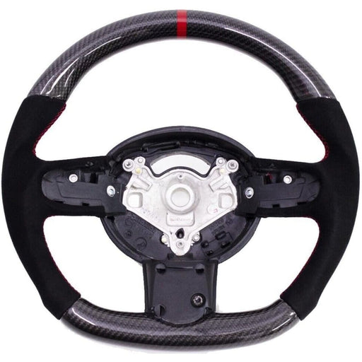 Custom Carbon Fiber Steering Wheel with Red Stripe for Mini Cooper R50 / R52 / R53 (2002–2008)