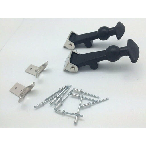 Universal Black Rubber Hood Bonnet Pins Kit Lock Latch Catch Hold-Down Set