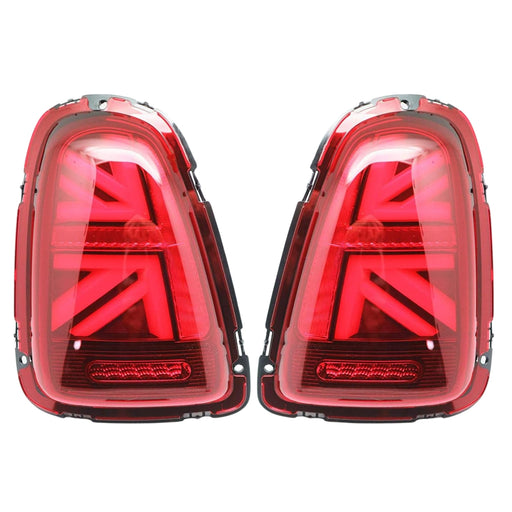 LED Tail Lights Compatible With 2010-2013 Mini Cooper R56 R57 R58 R59 Gen2 - Union Jack Red