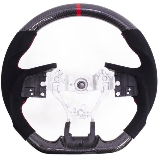 Carbon Fiber & Alcantara Steering Wheel – Red Stitching for Subaru Forester, Crosstrek, Outback & Legacy (2015–2018)