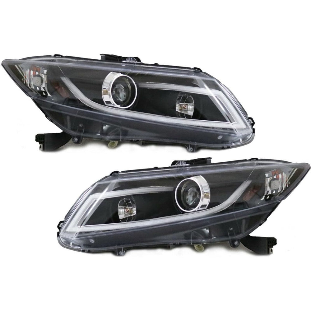 Projector Headlights Assembly with LED Daytime Running Light Bar Compatible with 2012-2015 Honda Civic Sedan