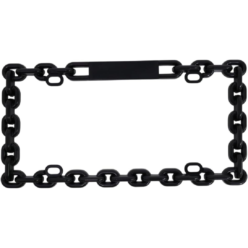 3D Chain Style Black Aluminum License Plate Frame – USA Standard Size