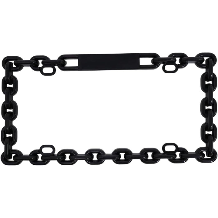3D Chain Style Black Aluminum License Plate Frame – USA Standard Size