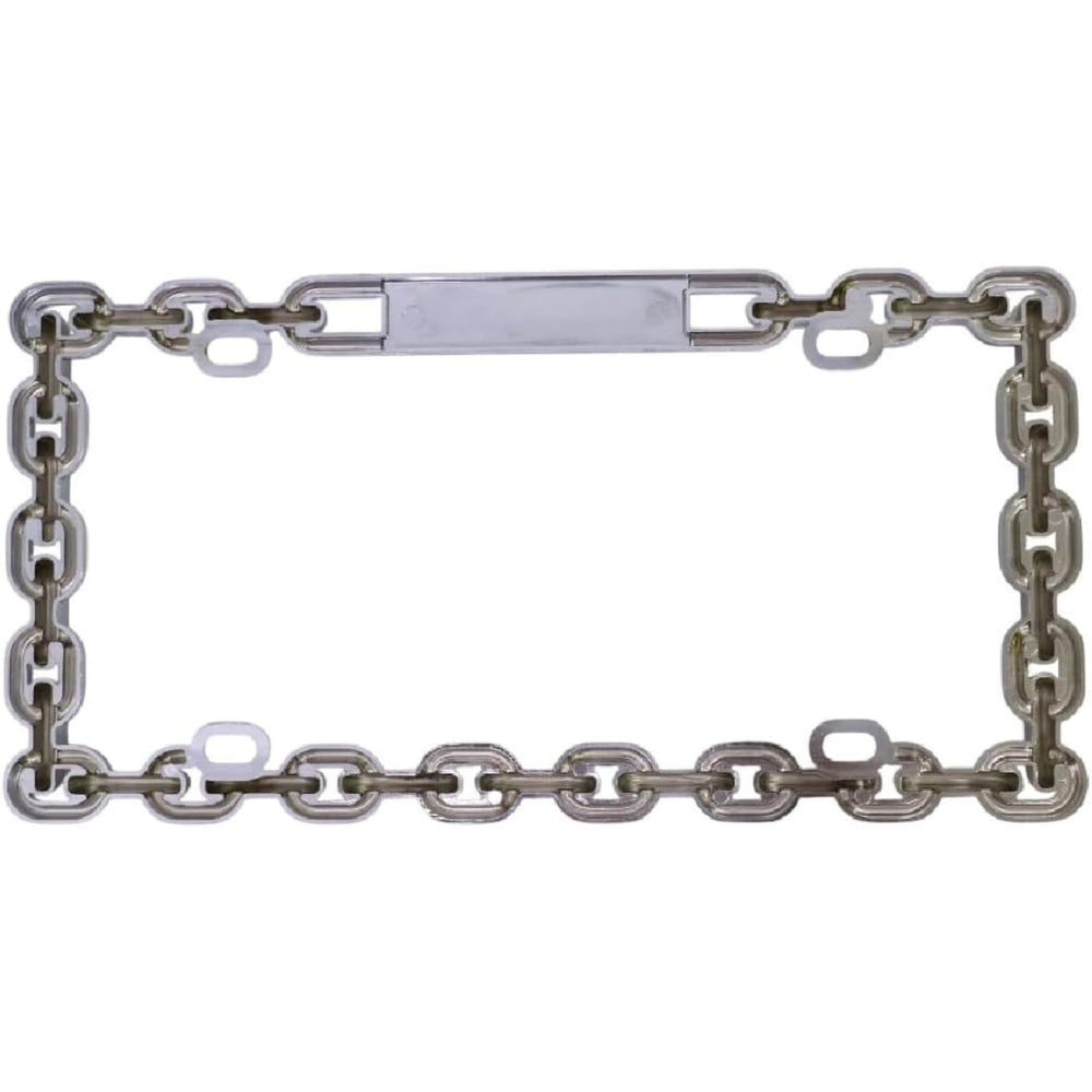 3D Chain Style Chrome Aluminum License Plate Frame – USA Standard Size (Not Plastic)