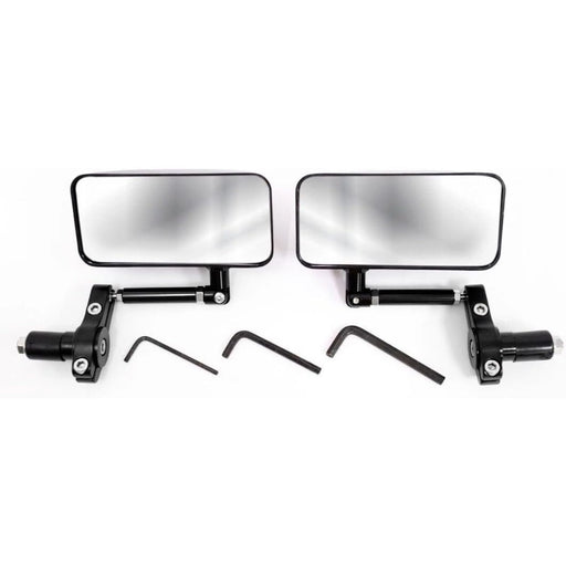 F1 Style Rectangle Bar End Mirrors – 7/8" (22mm) CNC Aluminum (Pair, Black)