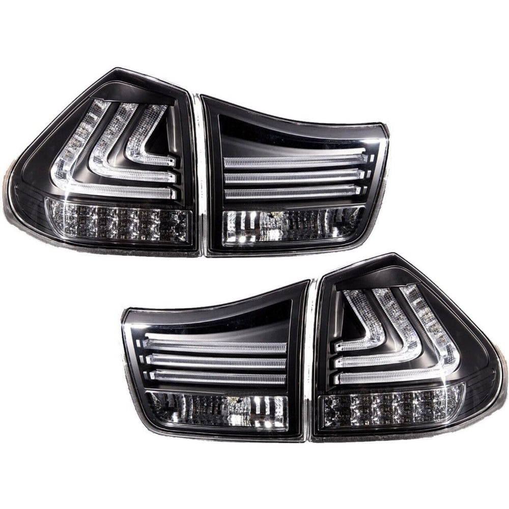 LED JDM Black Tail Lights with Sequential Turn Signals for Lexus RX330 / RX350 2004–2009
