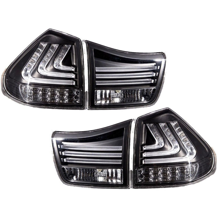 LED JDM Black Tail Lights with Sequential Turn Signals for Lexus RX330 / RX350 2004–2009