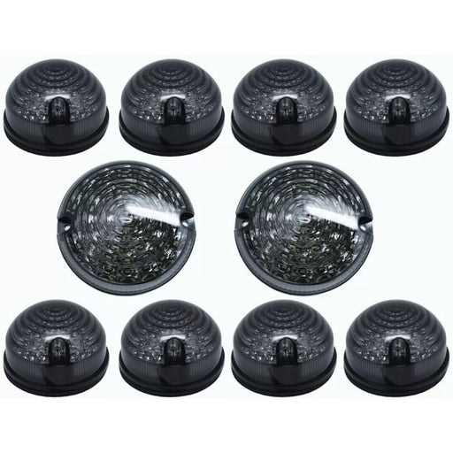 Exterior Lights - 73mm LED Upgrade Lamps Kit Smoke Lens for 1990-2016 Land Rover Defender