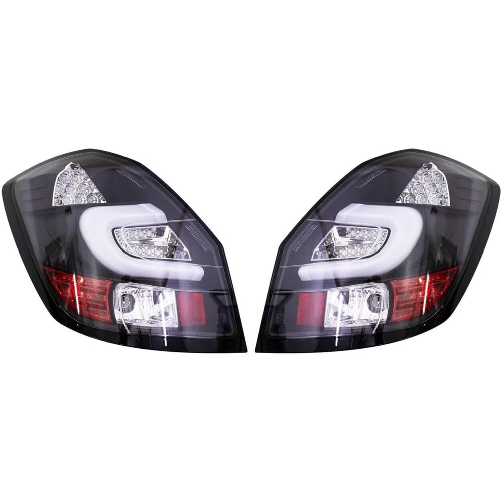 LED Tail Lights Black Base White Bar for Skoda Fabia II Mk2 2007–2014