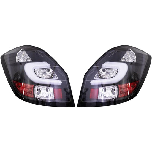 LED Tail Lights Black Base White Bar for Skoda Fabia II Mk2 2007–2014