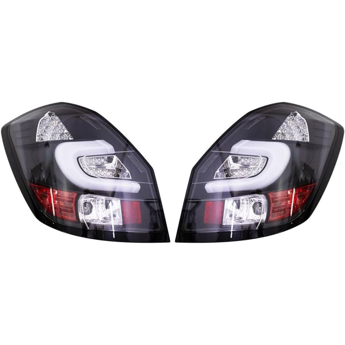 LED Tail Lights Black Base White Bar for Skoda Fabia II Mk2 2007–2014
