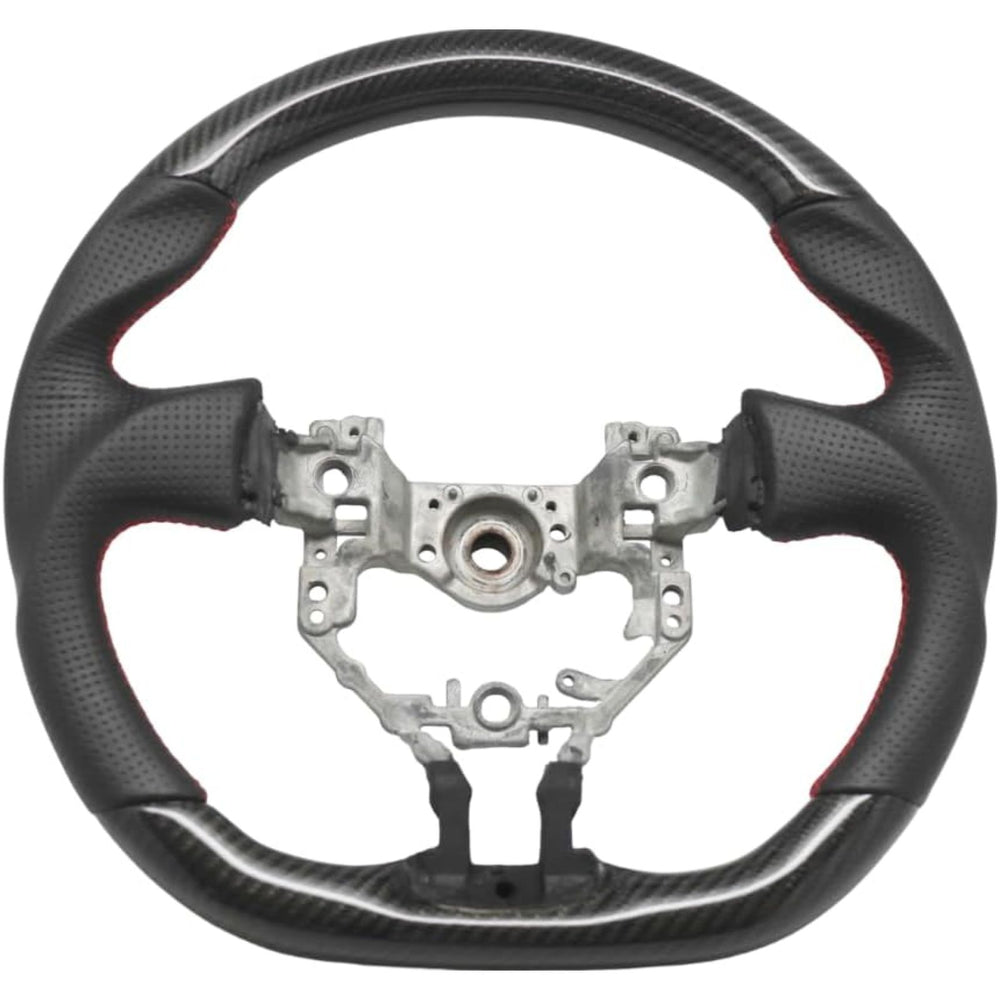 Carbon Fiber Steering Wheel – For 2012–2016 Scion FR-S / Subaru BRZ / Toyota GT86 (Perforated Leather, Red Stitching, Red Stripe)