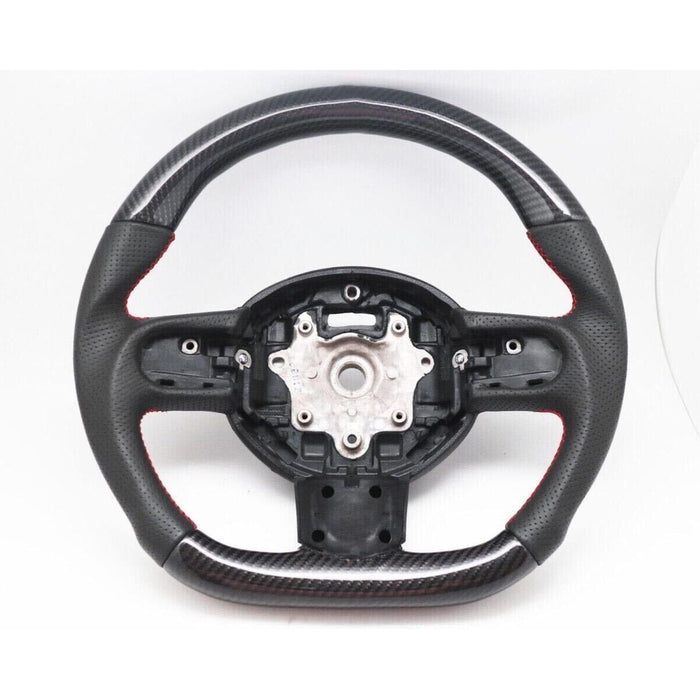 Carbon Fiber Perforated Leather Steering Wheel Red Stitching for Mini Cooper R55 R56 R58 R59 S Mk2 2007–2013