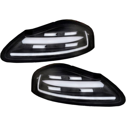 LED Tail Lights with Sequential Amber Signals for Porsche Boxster 986 (1997–2004) White Bar / Black Housing
