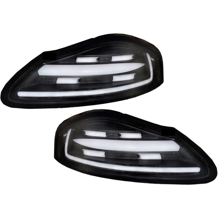 LED Tail Lights with Sequential Amber Signals for Porsche Boxster 986 (1997–2004) White Bar / Black Housing