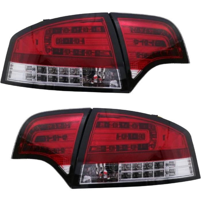 LED Tail Lights Red/Clear – For Audi A4 B7 Sedan (2005–2008, 4-Door Pair)