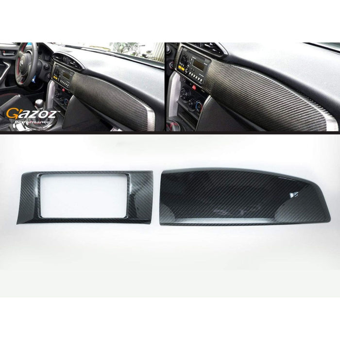(2 Carbon Dash Kit Board Radio Cover for Scion FRS FR-S Toyota GT86 Subaru BRZ
