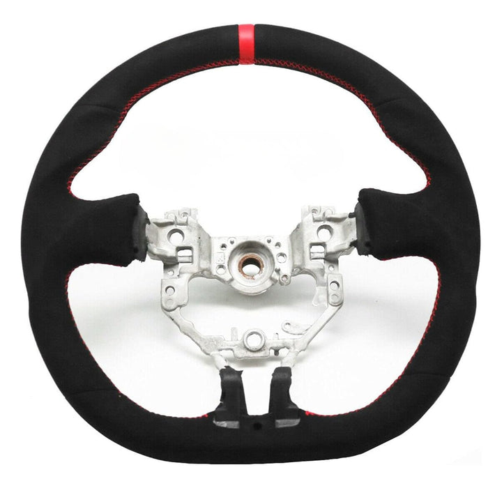 Suede Steering Wheel Compatible With 2012-2016 Subaru BRZ Scion FR-S GT86 Mk1 – Alcantara Red Stitching & Red Stripe