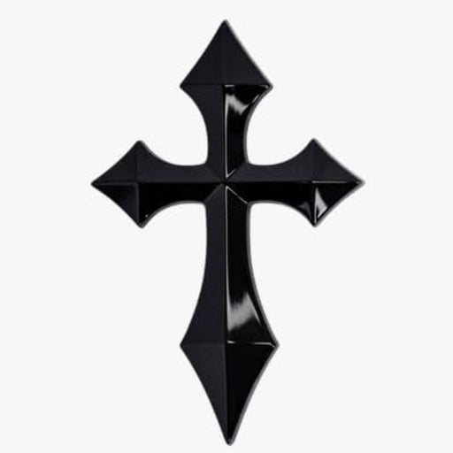 3D Pointed Cross Gloss Black Emblem Decal – Universal Fit for Cars, Trucks &amp; Motorcycles