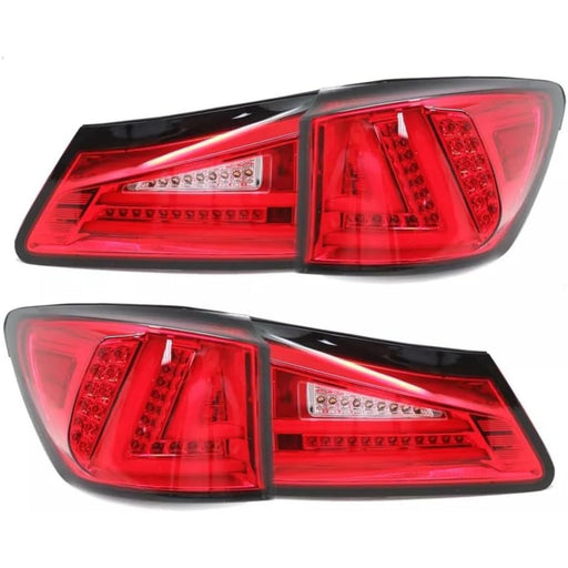 LED Tail Lights Sequential Turn Signal for Lexus IS250 IS350 2006–2012 Red Clear