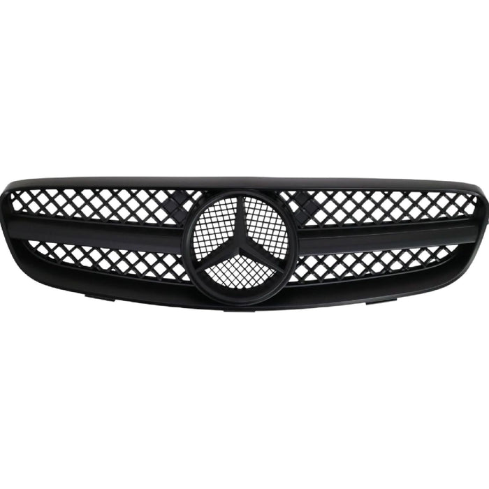 Matte Black Front Grille – 3-Fin Sport Style for Mercedes-Benz W209 CLK (2003–2006)