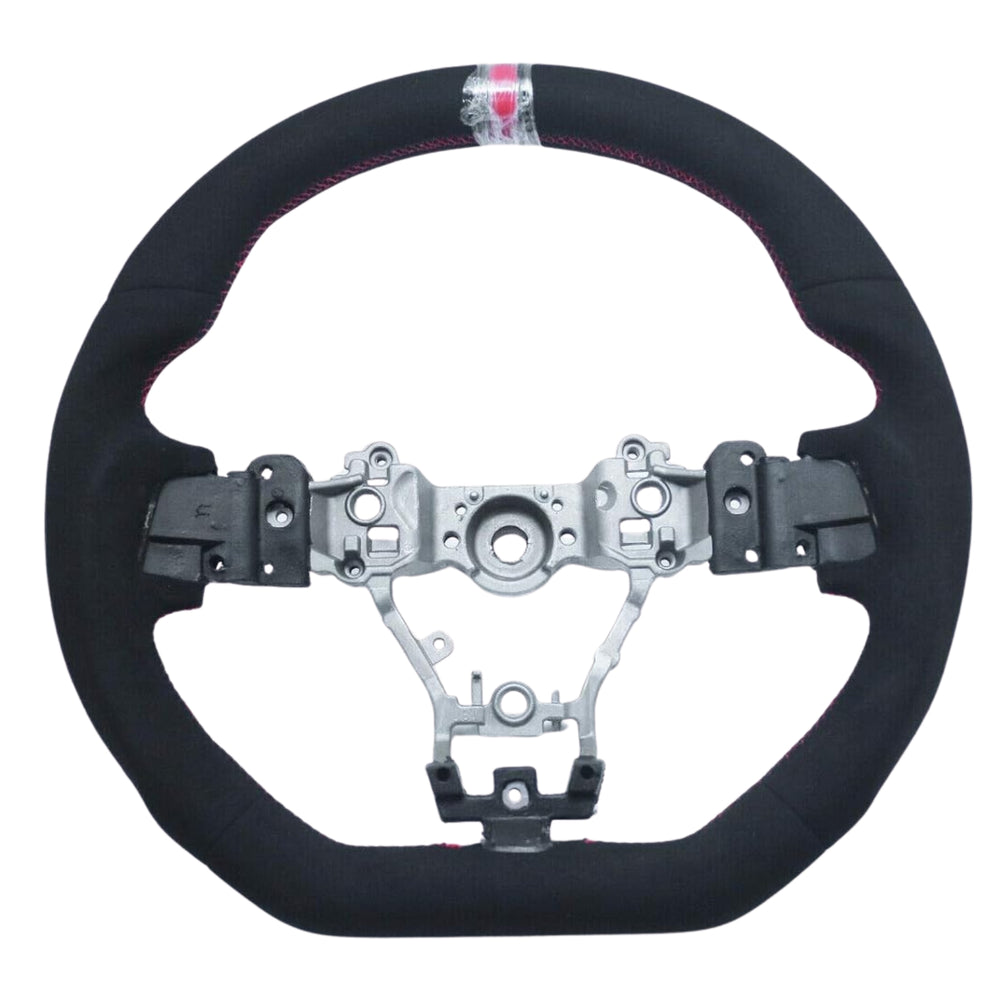 D-Shape Alcantara Steering Wheel With Red Stripe Compatible With Subaru WRX / STI (2015–2020)