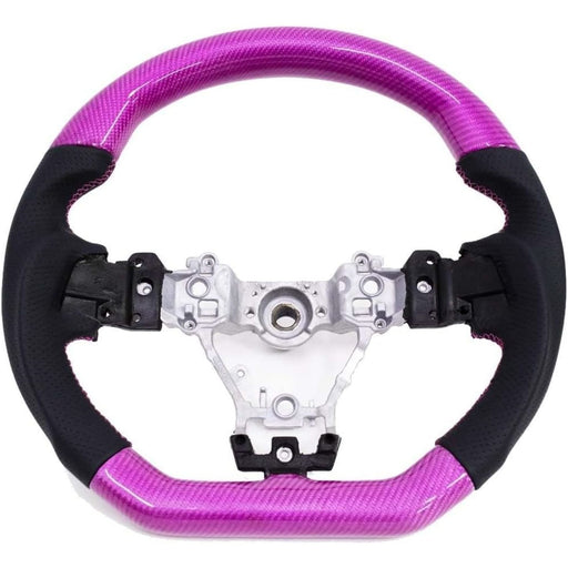 Pink Carbon &amp; Perforated Leather Steering Wheel – Pink Stitching for Subaru WRX & STI (2015–2021, VA)