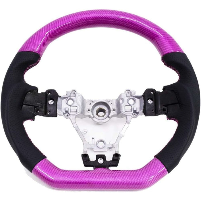 Pink Carbon &amp; Perforated Leather Steering Wheel – Pink Stitching for Subaru WRX & STI (2015–2021, VA)