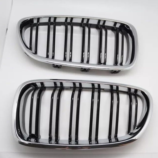 Chrome Black Dual Fin Front Grille Hood Nose for BMW F10 F11 5 Series 2010–2015
