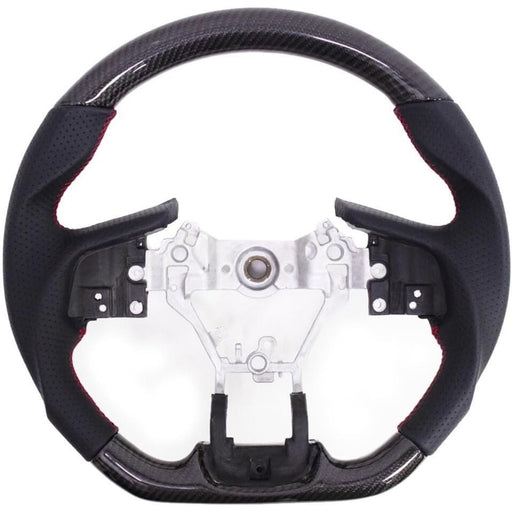 Carbon Fiber & Perforated Leather Steering Wheel – Red Stitching for Subaru Forester, Crosstrek, Outback & Legacy (2015–2018)