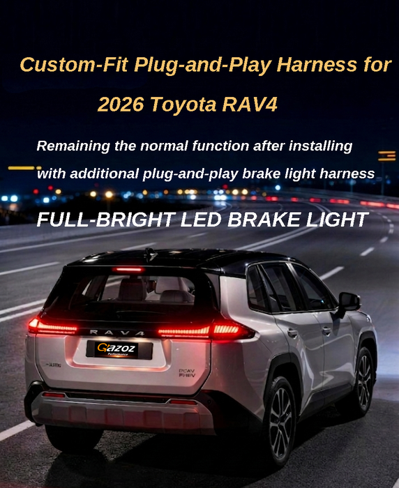 Full Brake Light Wiring Harness Compatible with Toyota RAV4 2026+ New Generation Tail Light Full Bright Kit